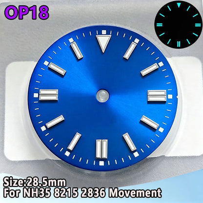 28.5mm NH35 Watch Dial Luminous Dials Single Calendar Dial Suitable For NH35 Movement Can Support DIY Dial Customization Logo