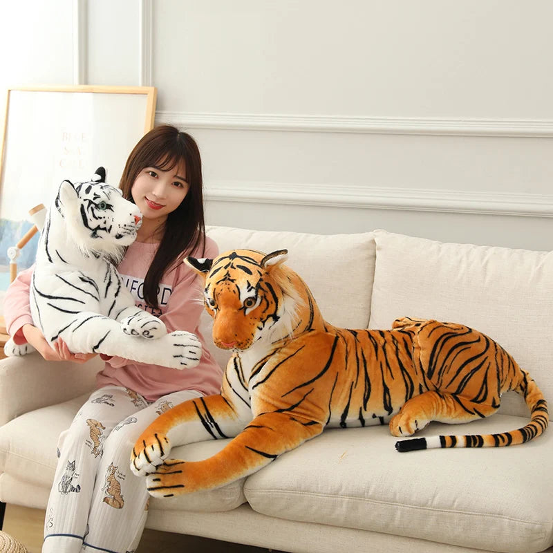 Giant Real Life Tiger Plush Toys Stuffed Soft Wild Animals Simulation White Tiger Jaguar Doll Children Kids Birthday Gifts Decor