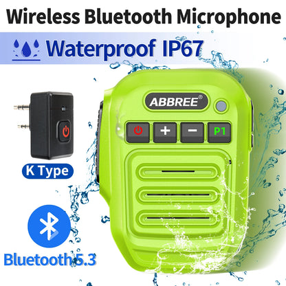 ABBREE Wireless Mic Bluetooth PTT Handsfree Speaker Microphone for Baofeng UV-5R UV-21 BF-888S Quansheng UV-K5(8) UV-5R Plus