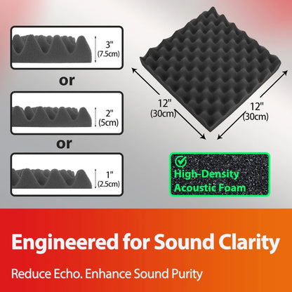 TOUO Acoustic Foam Fireproof Soundproofing Sponge 6/12/24/48 Pcs Egg Crate Soundproof Foam Studio Home Sound-absorbing