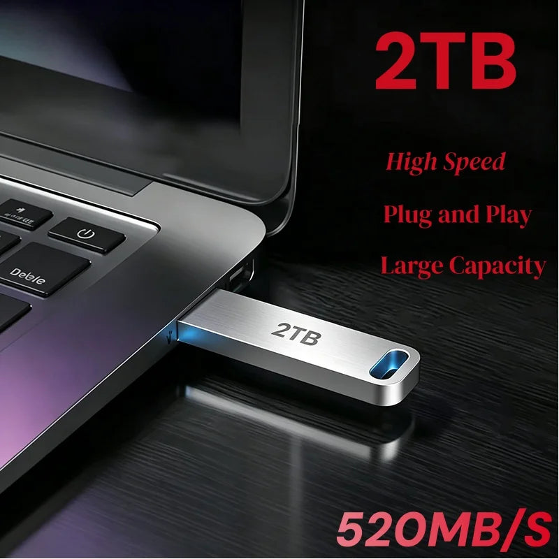 Lenovo Metal USB Adapter Flash Drive USB 3.0 128GB 256GB 512GB High Speed Metal Mini U Disk Pendrive 1TB 2TB Memory Stick