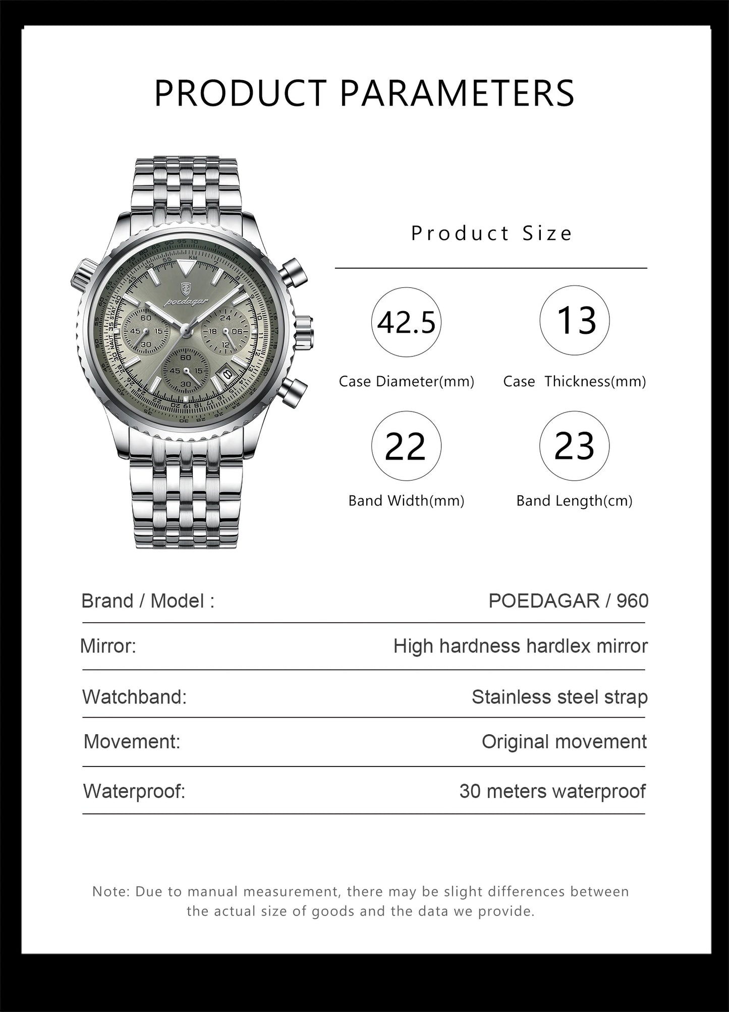 POEDAGAR Luxury Fashion Men Watch Stainless Steel Waterproof Luminous Quartz Male Clock Date Chronograph Military Men's Watches