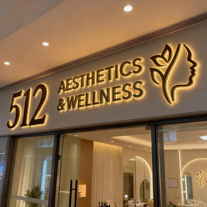 Custom Business Metal Frontlit Sign Laser Cut Metal Sign 3D Logo Personalize Sign for Shop Salon Hotel Decor Sign Indoor/Outdoor