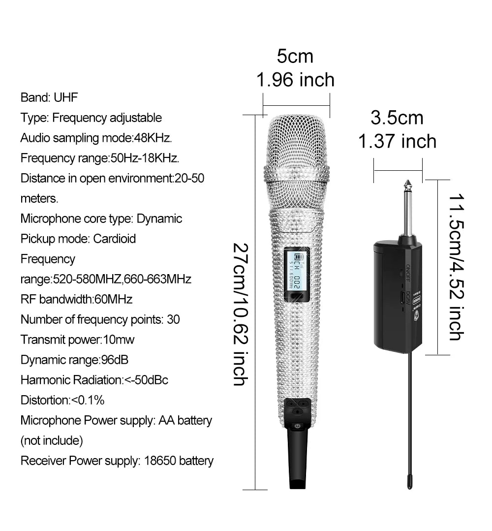 Diamond Microphone Customized for Singers G-MARK SKM9000 Wireless Karaoke Mic Adjustable Frequency Party Show Teaching Wedding