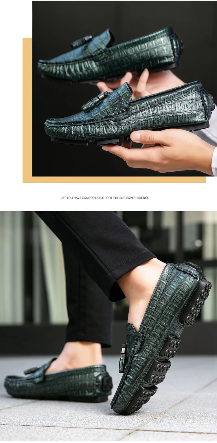 Casual Summer MenLoafers  Shoes Men's Slip-On Anti-Slip Breathable Loafers Shoes Round Toe Flat Heel Rubber Outsole PU Mens