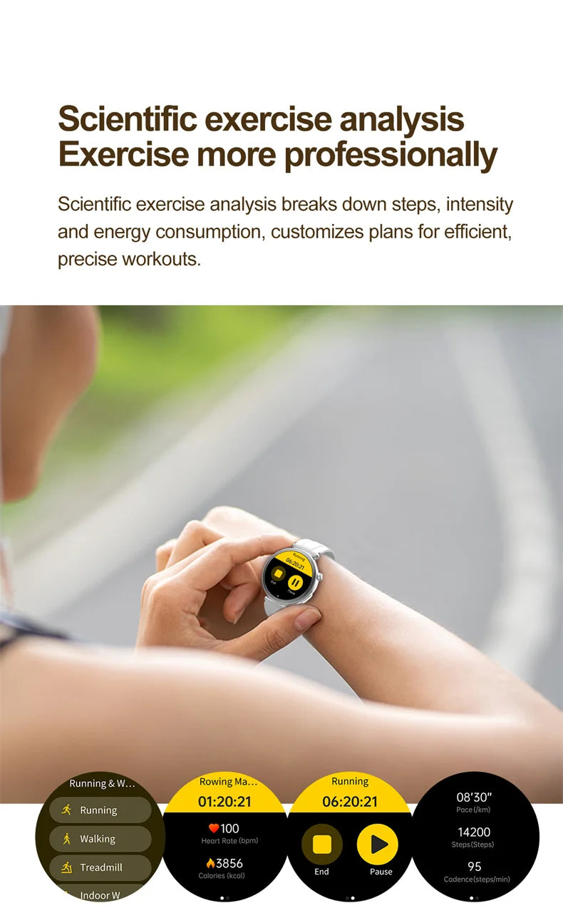 ECG Smart Watches Women 1.32 inch  AMOLED Screen Physical Examination Blood oxygen Pressure Fat Call Health ECG+PPG Smartwatch