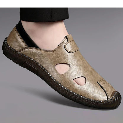 Men's Comfortable Soft-Soled Slip-On Sandals Breathable Hollow-Out Anti-Slip Wear-Resistant Business Casual Loafers-8222