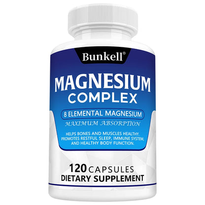 Magnesium Complex Capsules - Support Muscle, Bone, Heart Health, Improve Sleep, Stress & Anxiety Relief - Dietary Supplement