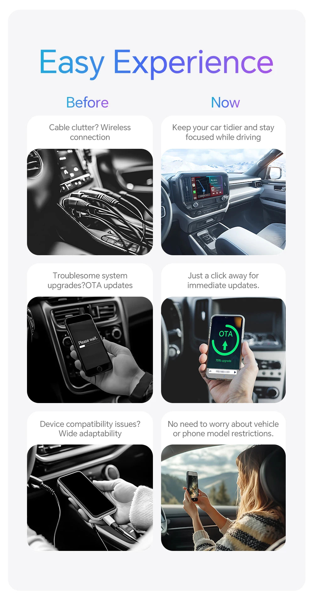 XUDA 2in1 Wireless CarPlay Dongle Wireless Android Auto Adapter AI Smart Box Car Intelligent Systems For Car With Wired CarPlay