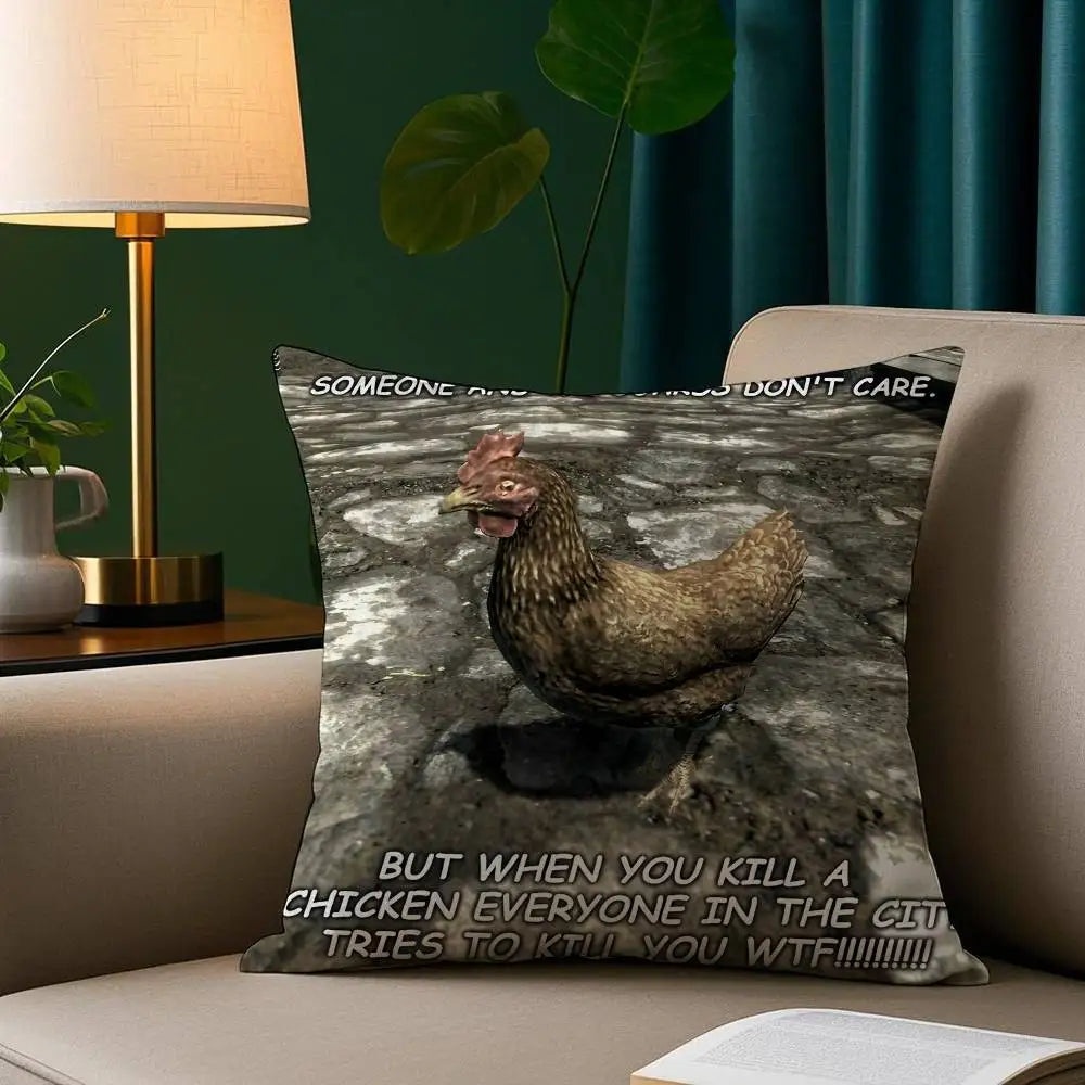 Hey You Youre Finally Awake Skyrim Meme Pillow Case Cozy Plush Pillow Cover Double Side Printed – Home Gift for Bedroom Decor