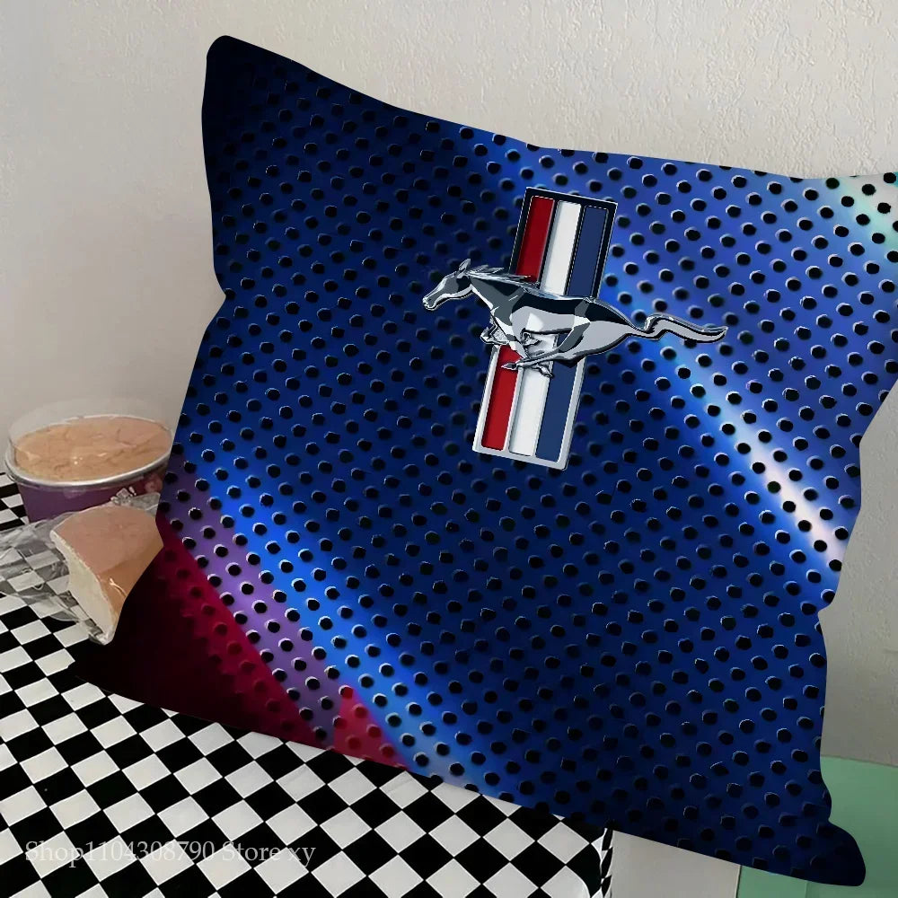 1pc Car Fashion F-Ford M-MustangS Logo  Pillow Bedroom Sofa Leisure Comfort Cushion Car Living Room Home Decoration