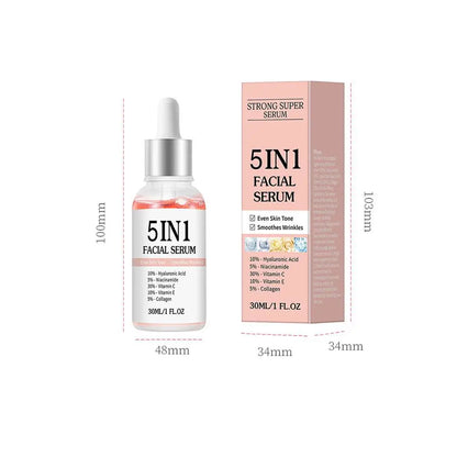 5 In 1 Face Serum Anti-Wrinkle Brightening Vitamin C Niacinamide Hyaluronic Acid Moisturizing Firming Facial Skin Care Essence