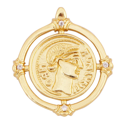 Antique Gold Bronze Beauty Portrait Knight Angel Goddess Coin Medallion Charm Pendant,Necklace Jewelry Accessories Supplies M64