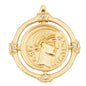 Antique Gold Bronze Beauty Portrait Knight Angel Goddess Coin Medallion Charm Pendant,Necklace Jewelry Accessories Supplies M64