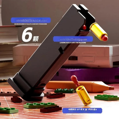 Hanging Toy Gun Continuous Firing Building Block Pistol Shell Throwing Airsoft Blowback Empty Outdoor CS Weapon for Boys Adult