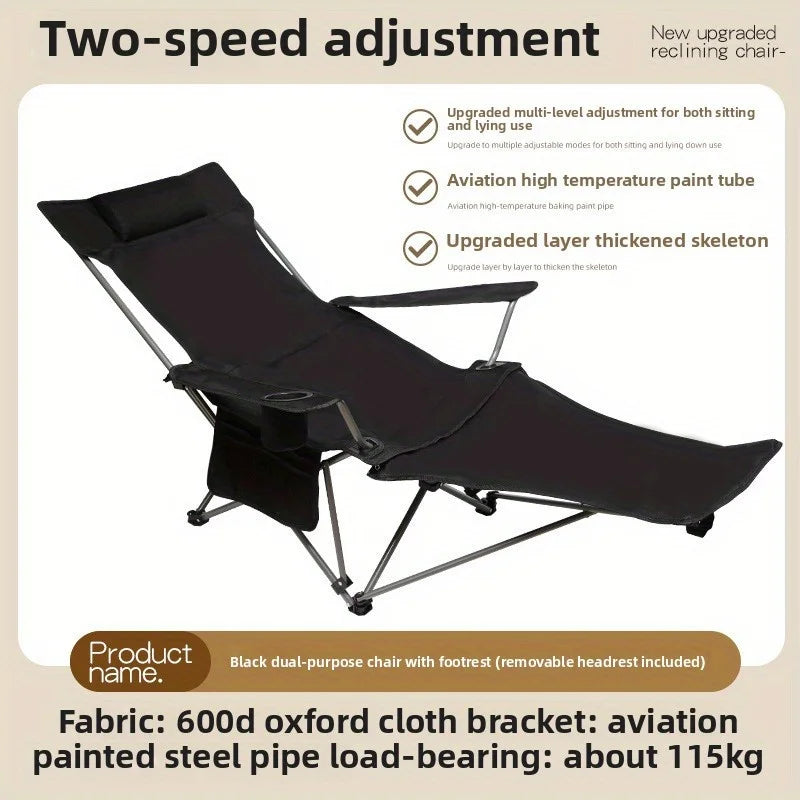 Portable Folding Lounge Chair Office Nap Bed Single Cot Outdoor Sleeping Aid Compact Adult Home Use