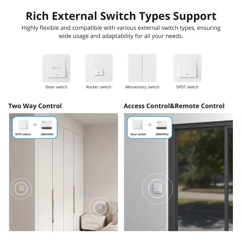 SONOFF ZBMINIR2 Extreme Zigbee Smart Switch 1-10PCS Detach Relay Remote Group Control via eWeLink Support Zigbee 3.0 Gateway