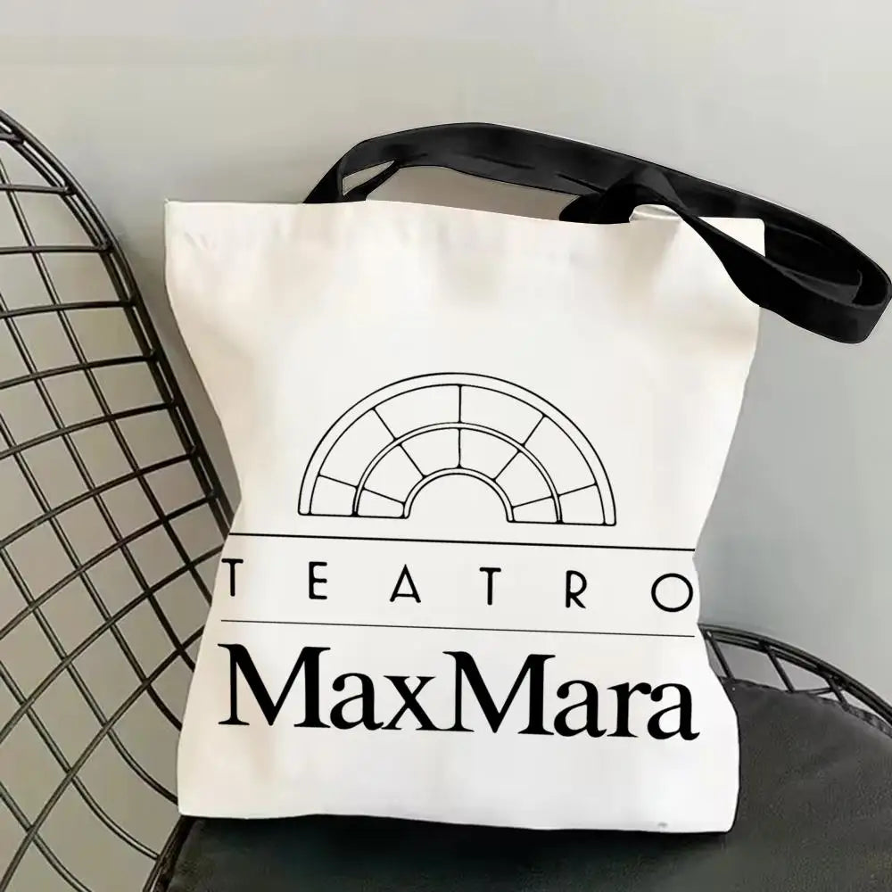 M-Max MaraS Brand Storage Bags Canvas Tote Bag Double-Sided Print Lightweight Shoulder Shopping Handbag for Daily Use