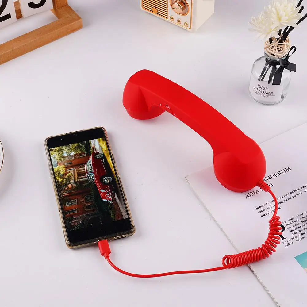 3.5mm Universal Retro Telephone Handset Retro Telephone Receiver Handset Mini Microphone Speaker for Mobile Phones Computers