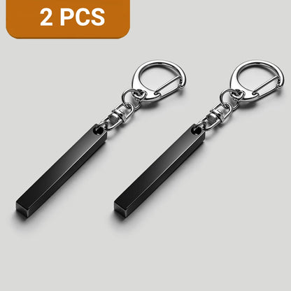 1-10PCS Stainless Steel Personalized Keychain Custom Engraved 4 Sides DIY Name Text Key Ring Gift for Men Women Keyrings DP039