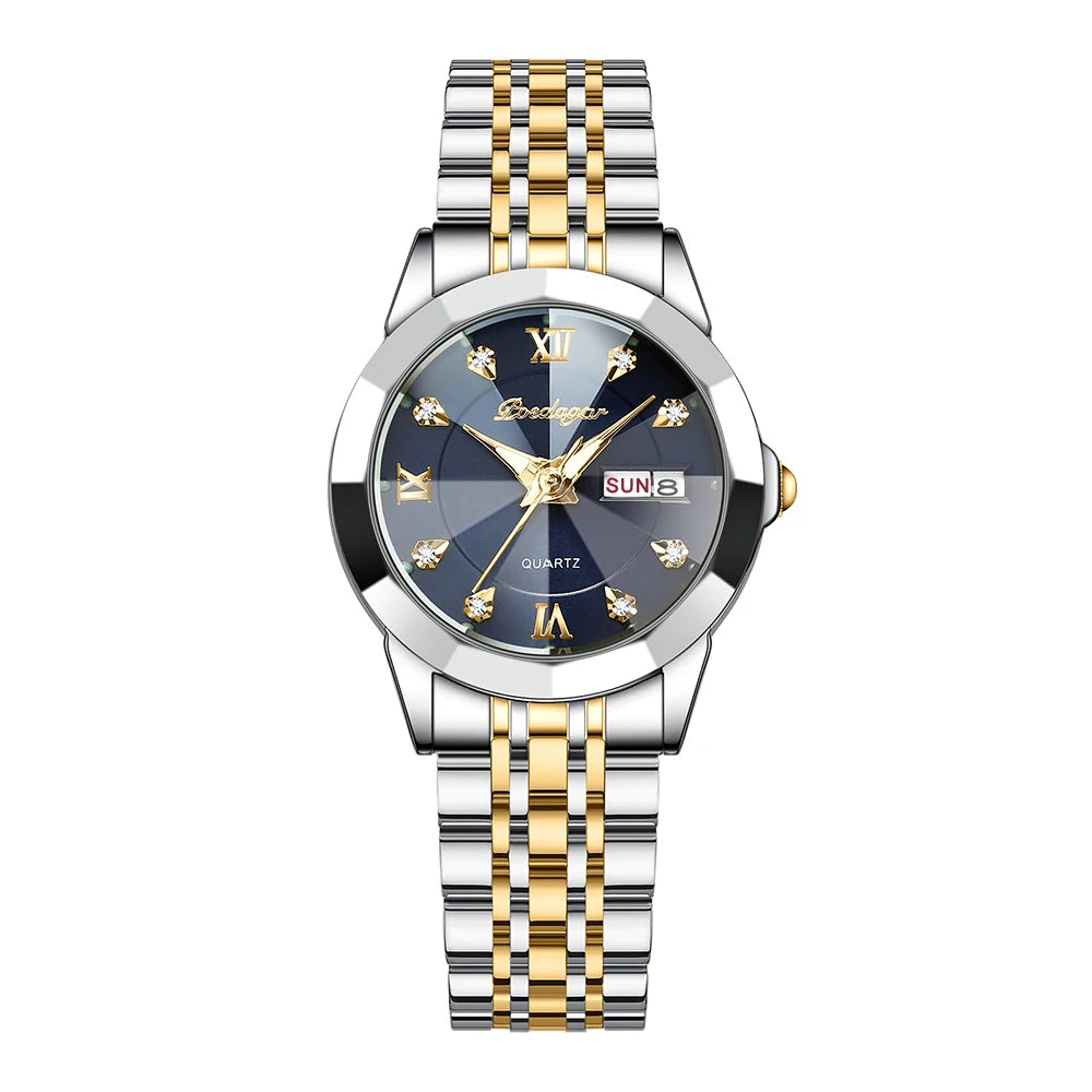 POEDAGAR Luxury Brand Women's Watches Waterproof Luminous Date Week Quartz Watch For Woman Stainless Steel Fashion Ladies Watch