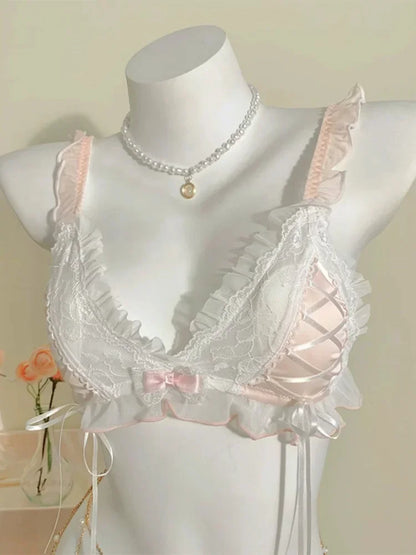 Lolita Girls Thin Cute Lace Small Bra Women Triangle Cup Bra Sexy  Underwear Women Set  Sexy Lingerie