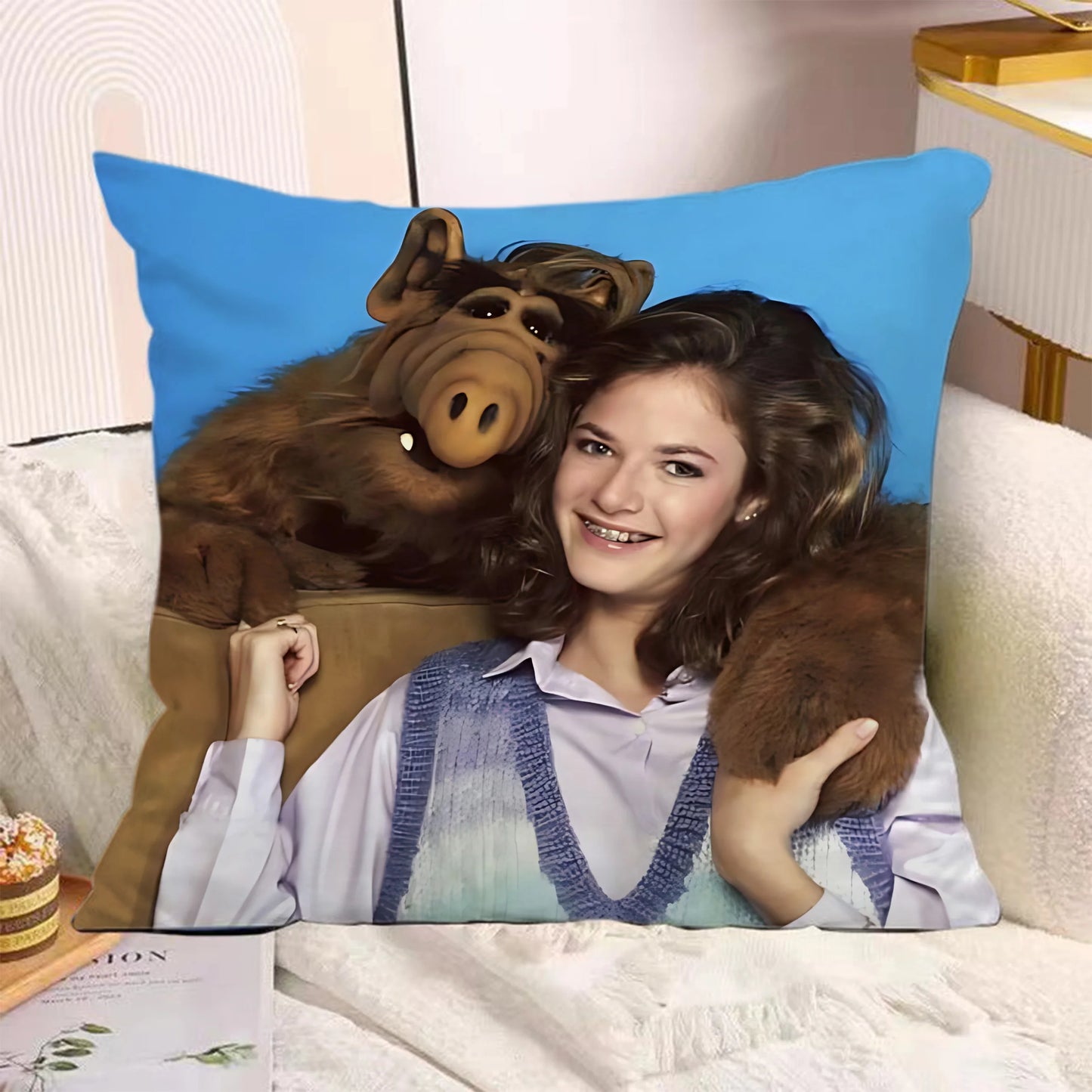 Classic TV Series A-Alf Pillow Covers Cartoon Sofa Decorative Home Double-sided Printing Short Plush Cute Cushion Cover