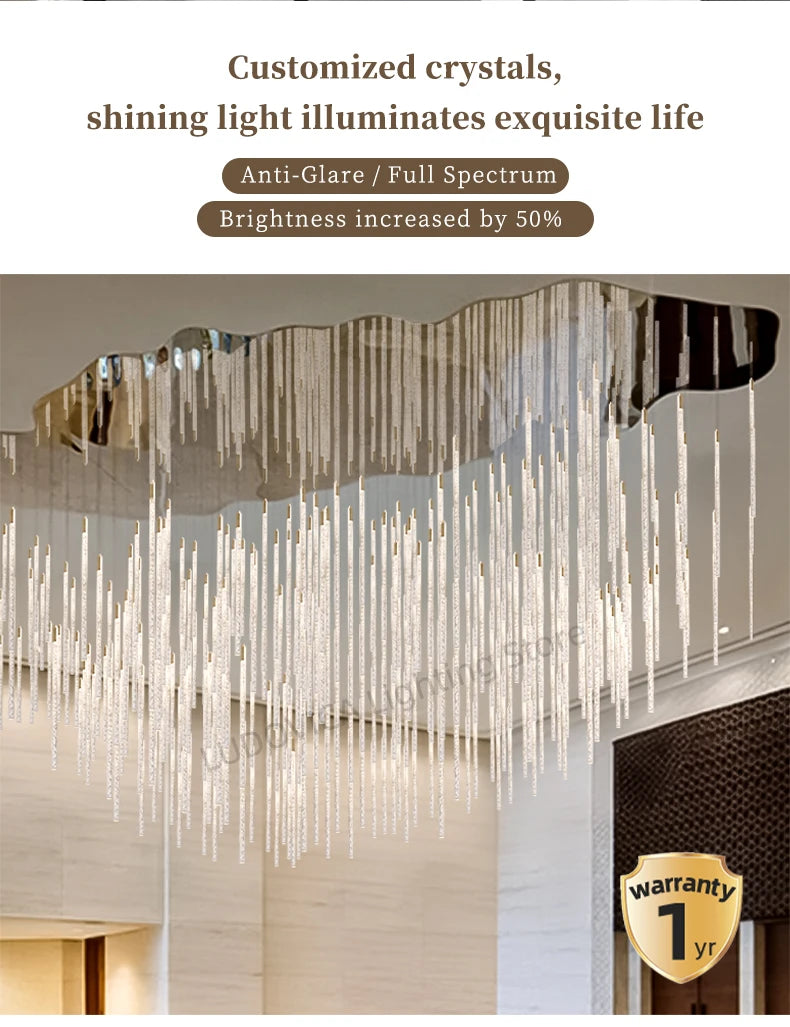 Hotel lobby LED Chandelier Luxury Villa hall Living room Crystal Chandeliers Customable High Ceilings Chandelier