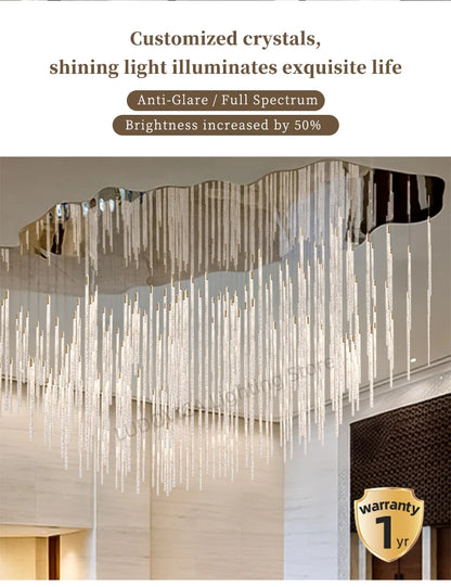 Hotel lobby LED Chandelier Luxury Villa hall Living room Crystal Chandeliers Customable High Ceilings Chandelier