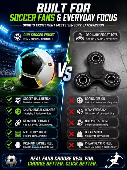 Football Fidget Keychain Pop It Stress Relief Soccer Ball Pendant Mini Decompression Toy Souvenir Bag Charm Gift For Soccer Fans