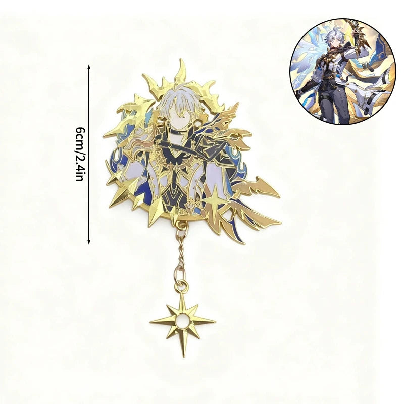 Genshin Impact Hard Enamel Pin Columbina Flins Odette Anastasya Badges Lapel Pin Cartoon Anime Brooches Backpack Decoration