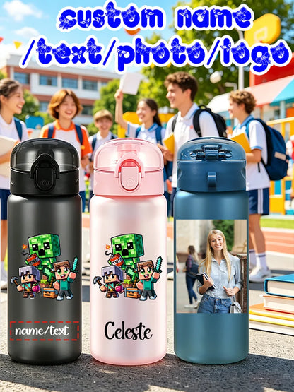 1pc Custom Back to School Game Character Pattern 780ml/26oz Plastic Water Bottle Outdoor Travel Sports Cup