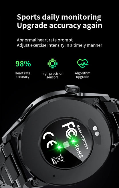 LIGE Full Touch Smartwatch Outdoor Military Smart Watch 1.38" HD Screen Bluetooth Call IP68 Waterproof Sport Fitness Watches Men