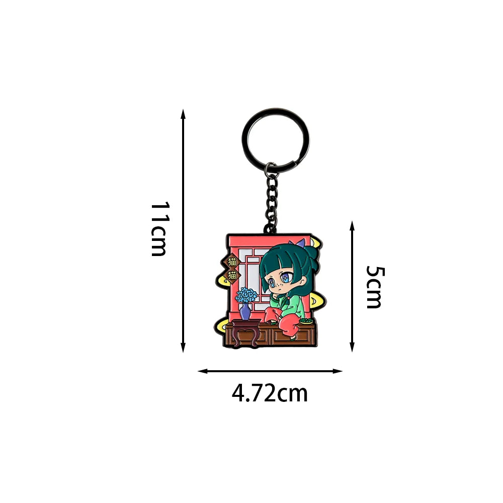 Chibi Maomao Sitting On The Windowsill Double Sided Enamel Keychain The Apothecary Diaries Key Ring Anime Fan Gift Pendant