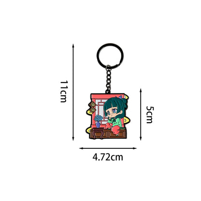 Chibi Maomao Sitting On The Windowsill Double Sided Enamel Keychain The Apothecary Diaries Key Ring Anime Fan Gift Pendant