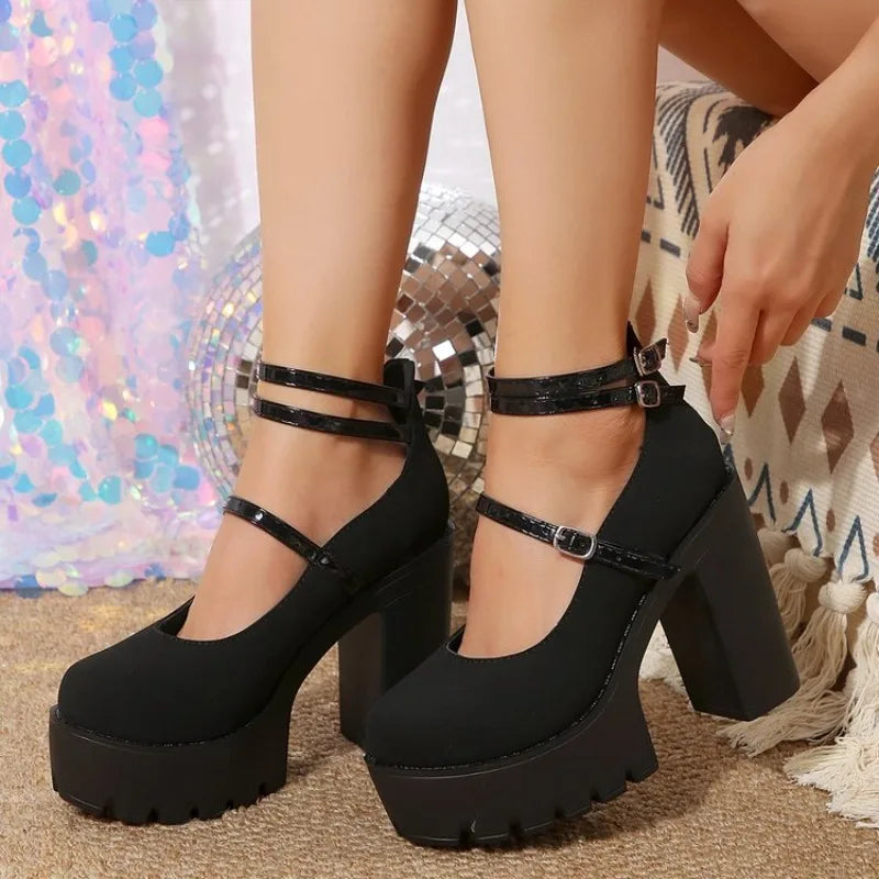 Fashion New High Heels Women Mary Janes Shoes Woman Platform Sandals Women Summer Dress Lolita Shoes Chunky Pumps