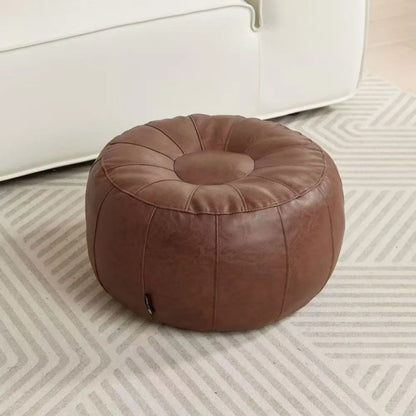 PU Leather Unstuffed Storage Leg Bench Round Need to Fill Clothes Clothes Storage Chair Non-Slip Large Capacity Ottoman Seat