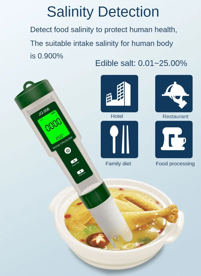 10 in 1 Water Quality Monitor PH/EC/TDS/ORP/H2/Fertile/Salinity/S.G/Resistivity/Temp Multifunction Tester for Aquariums Pools