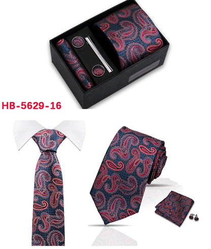 Classic Mens Tie Set Paisley Hanky Cufflinks In Gift Box Jacquard Woven Neckties Set For Men Formal Wedding Fashion Accessories