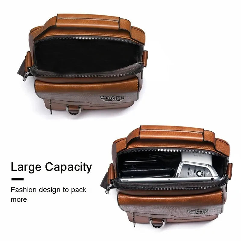 Sleek Multi-color Faux Leather Crossbody Bag Adjustable-strap Lightweight for Daily Commute Casual Stylish Functional Men’s Bag
