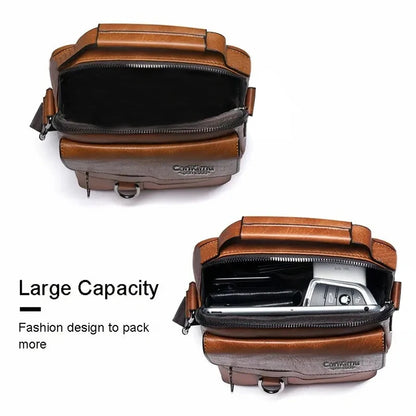 Sleek Multi-color Faux Leather Crossbody Bag Adjustable-strap Lightweight for Daily Commute Casual Stylish Functional Men’s Bag