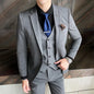High-End Men's 3-Piece Smart Casual Business Suit Set with Vest Trousers British Dress for Party Wedding Elegant