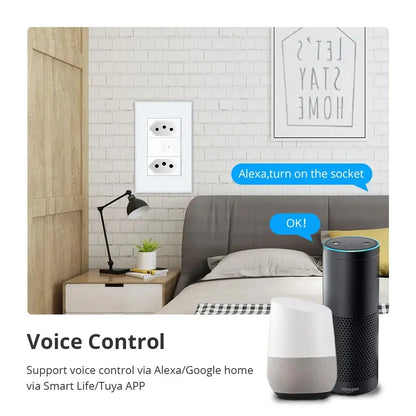 Zemismart Zigbee Smart 10A 20A Brazil Socket Light Switch with Outlets Work with Tuya Smart Life App Alexa Google Home Control