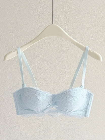YEMOMO Lace Sexy Bra Set Padded Push Up Small Bust Lift Shaping Half Cup Concealed Bottom Intimate Underwear Set for Women  S-XL
