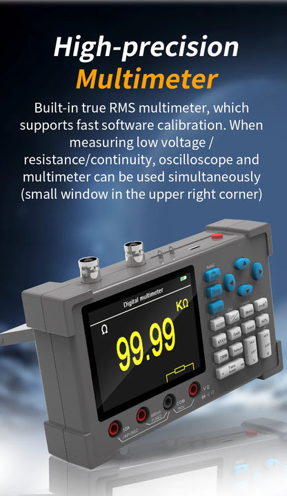 ZEEWEII DSO3D12 3.2 Inch Desktop Digital Oscilloscope 120M Bandwidth Dual Channel Multimeter and Signal generator 3 in 1