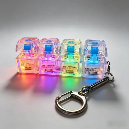 NEW LED Keyboard Keychain Fidget Toy Crystal Clicker Sensory Toy for Stress Relief Keyboard Keychain Fidget Gadget for Adults
