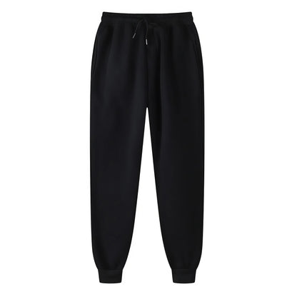 Unisex Solid Jogger Sweatpants Elastic Drawstring Cuff Sports Pants Multi-color Loose Fit Casual Gym Running Trousers Size S-3XL