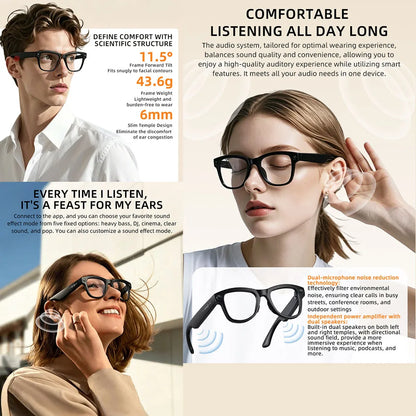 2026 New Smart Glasses Video Recording AI Dialogue Translation 800W HD Camera EIS Anti-Shake Shooting Smart Glasses Men Women