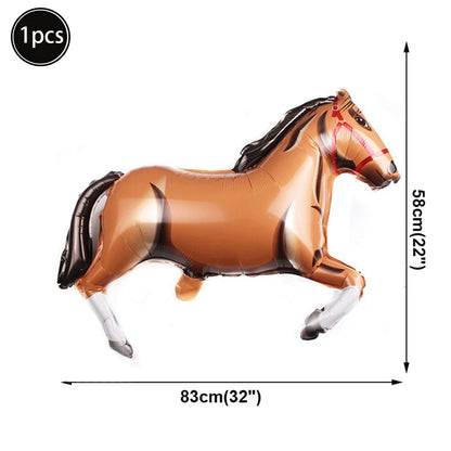 1pc Oversized Horse Balloon Cowboy Giant Horse Aluminum Film Balloon Farm Animal Horse Theme Birthday Party Decoration Kids Toys