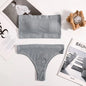 Women Strapless Bra And Panties Set Sexy Lingerie Push Up Bra Top Female Rib Tube Bra Low Waist Seamless Underwear Set